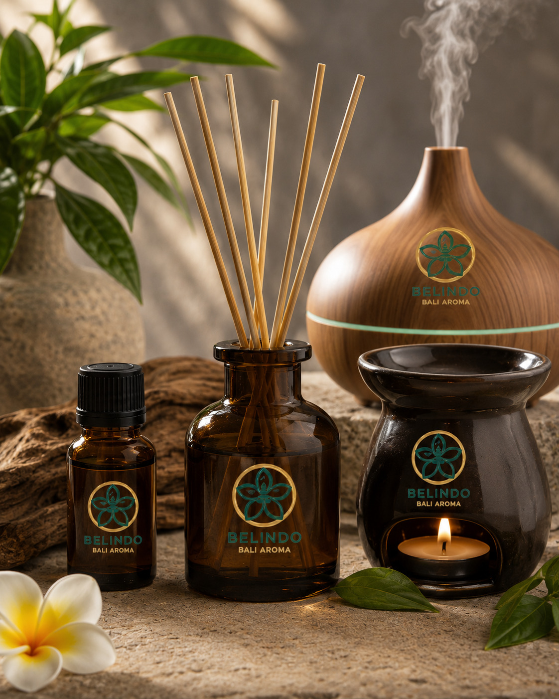 Belindo Bali Aroma home care set with reed diffuser and oil burner
