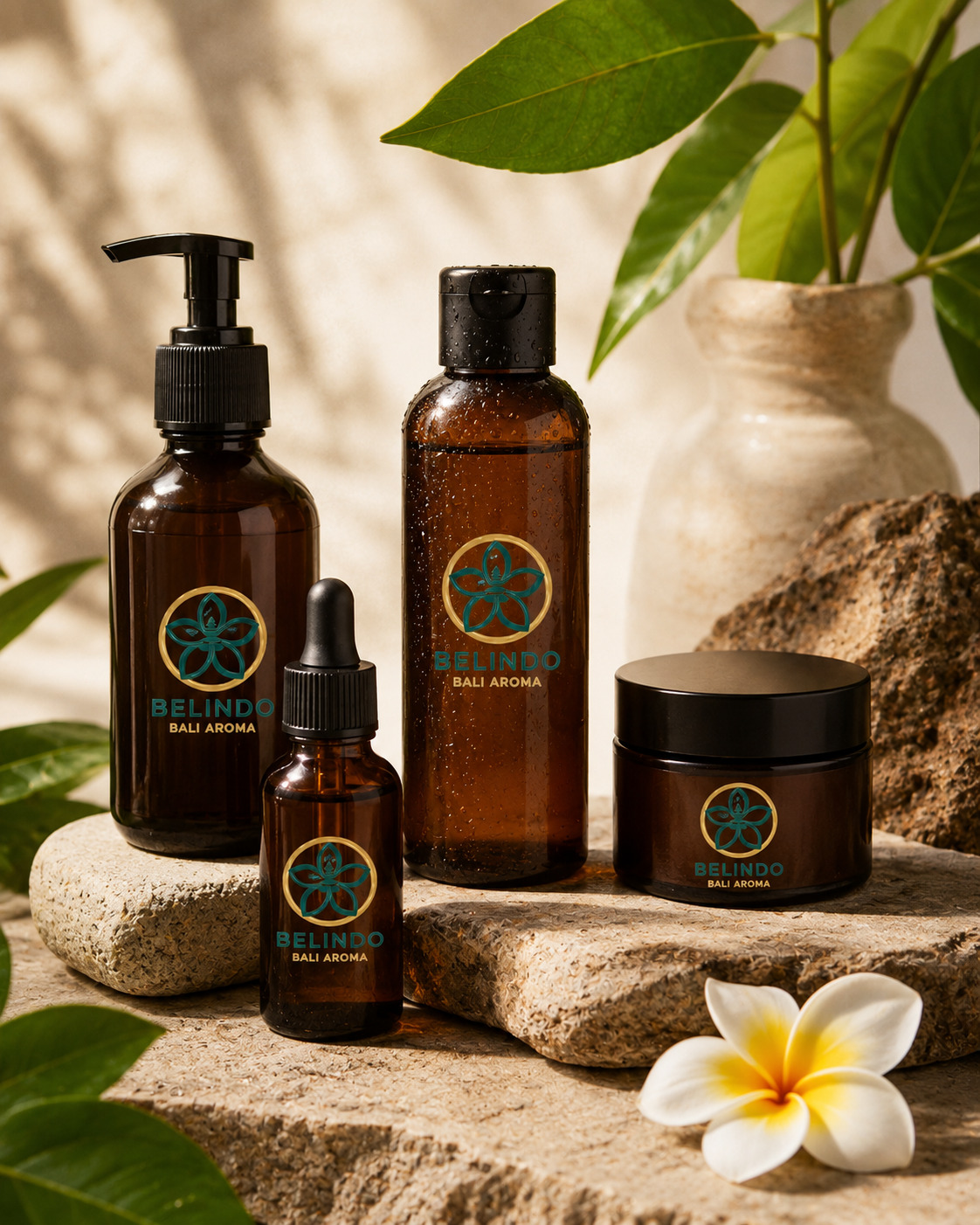 Personal care bottles and jars with botanicals