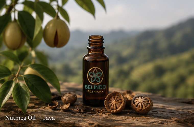Java-origin nutmeg oil with volcanic-soil grown nutmeg